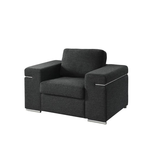 Lilola Home - Gianna Black Linen Fabric Arm Chair-89290-C veiw 1