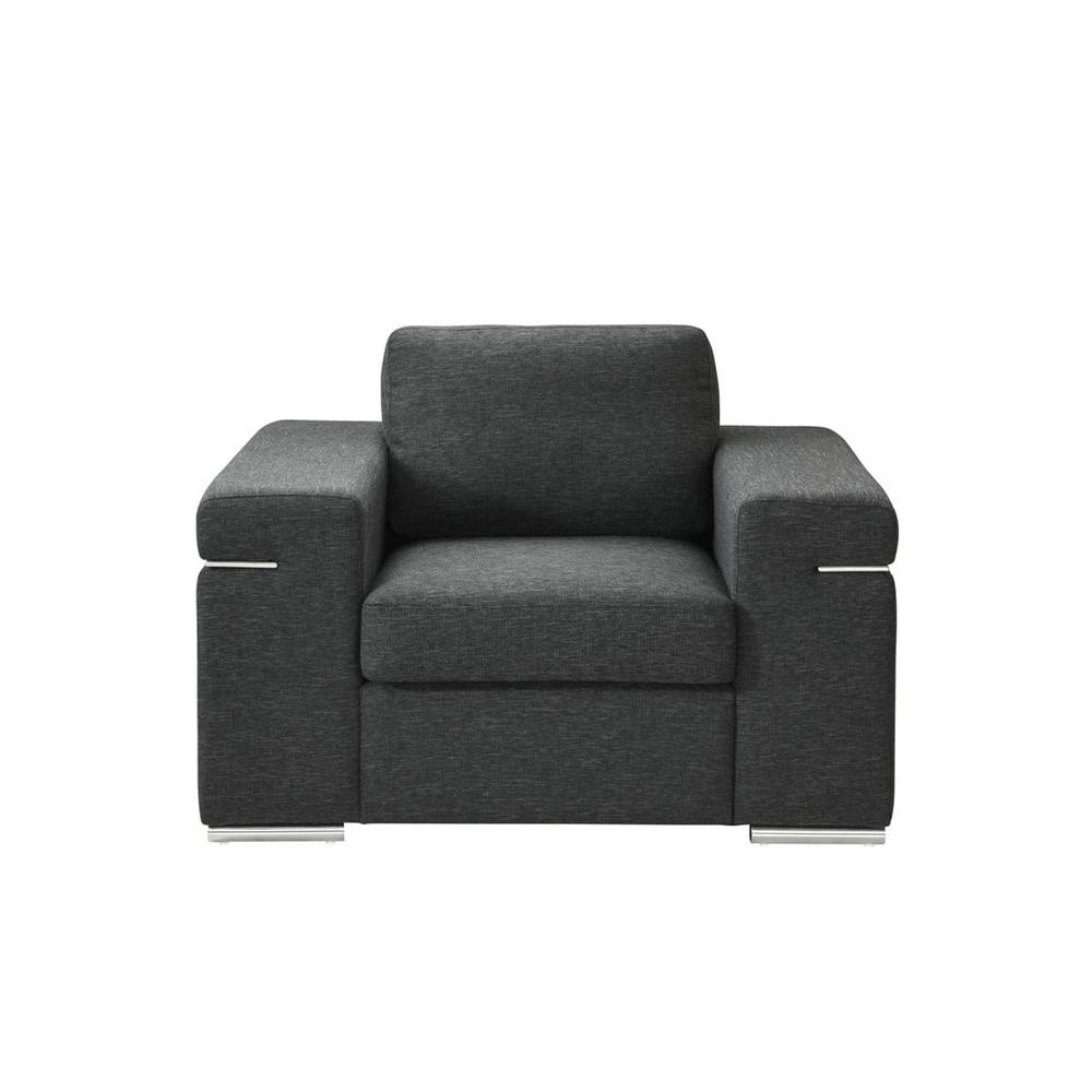Lilola Home - Gianna Black Linen Fabric Arm Chair-89290-C veiw 2