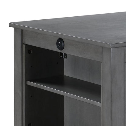 Lilola Home - Graham 36inW Gray Finish Small Space Counter Height Dining Table with USB Charging Ports and Shelves-30541-T veiw 2