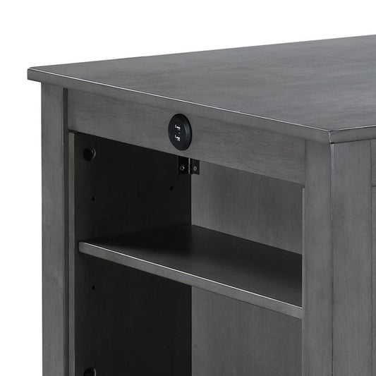 Lilola Home - Graham 36inW Gray Finish Small Space Counter Height Dining Table with USB Charging Ports and Shelves-30541-T veiw 2