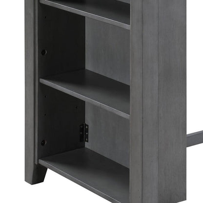 Lilola Home - Graham 36inW Gray Finish Small Space Counter Height Dining Table with USB Charging Ports and Shelves-30541-T veiw 3