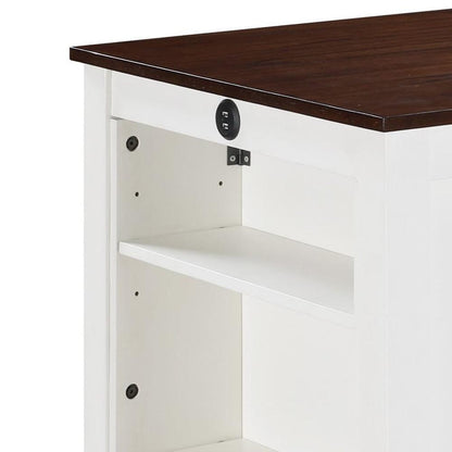 Lilola Home - Graham 36inW White Finish Small Space Counter Height Dining Table with USB Charging Ports and Shelves-30539-T veiw 2