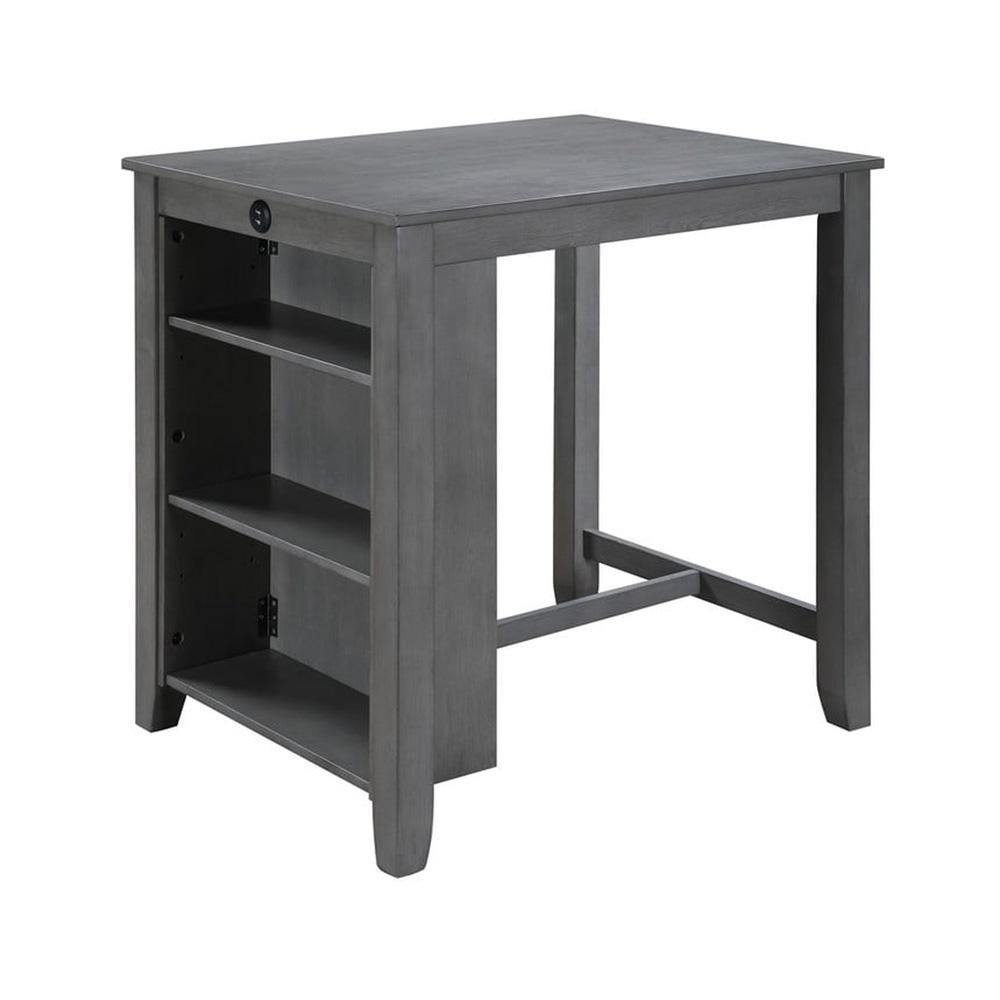 Lilola Home - Graham 36inW 3-Piece Gray Finish Small Space Counter Height Dining Table with Shelves and 2 Chairs-30541-SET veiw 2