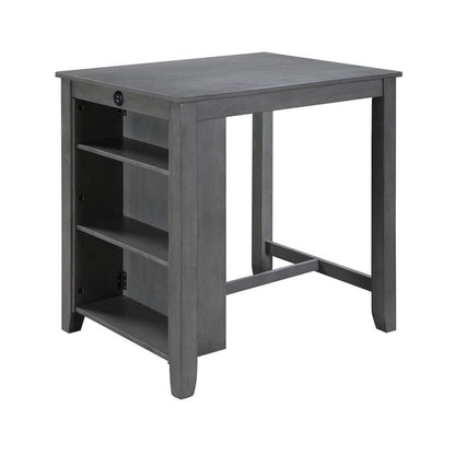 Lilola Home - Graham 36inW 3-Piece Gray Finish Small Space Counter Height Dining Table with Shelves and 2 Chairs-30541-SET veiw 2