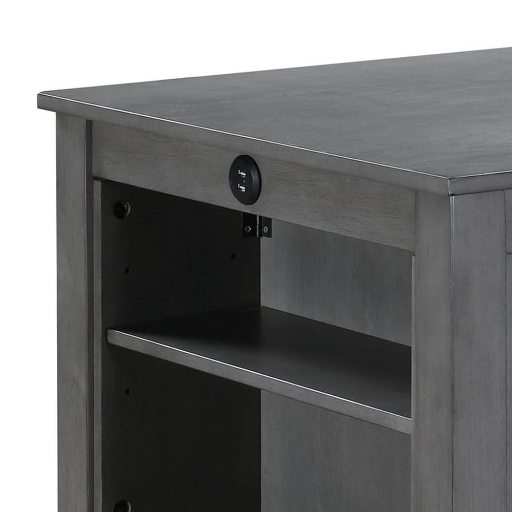 Lilola Home - Graham 36inW 3-Piece Gray Finish Small Space Counter Height Dining Table with Shelves and 2 Chairs-30541-SET veiw 3