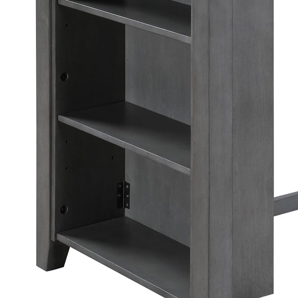 Lilola Home - Graham 36inW 3-Piece Gray Finish Small Space Counter Height Dining Table with Shelves and 2 Chairs-30541-SET veiw 4