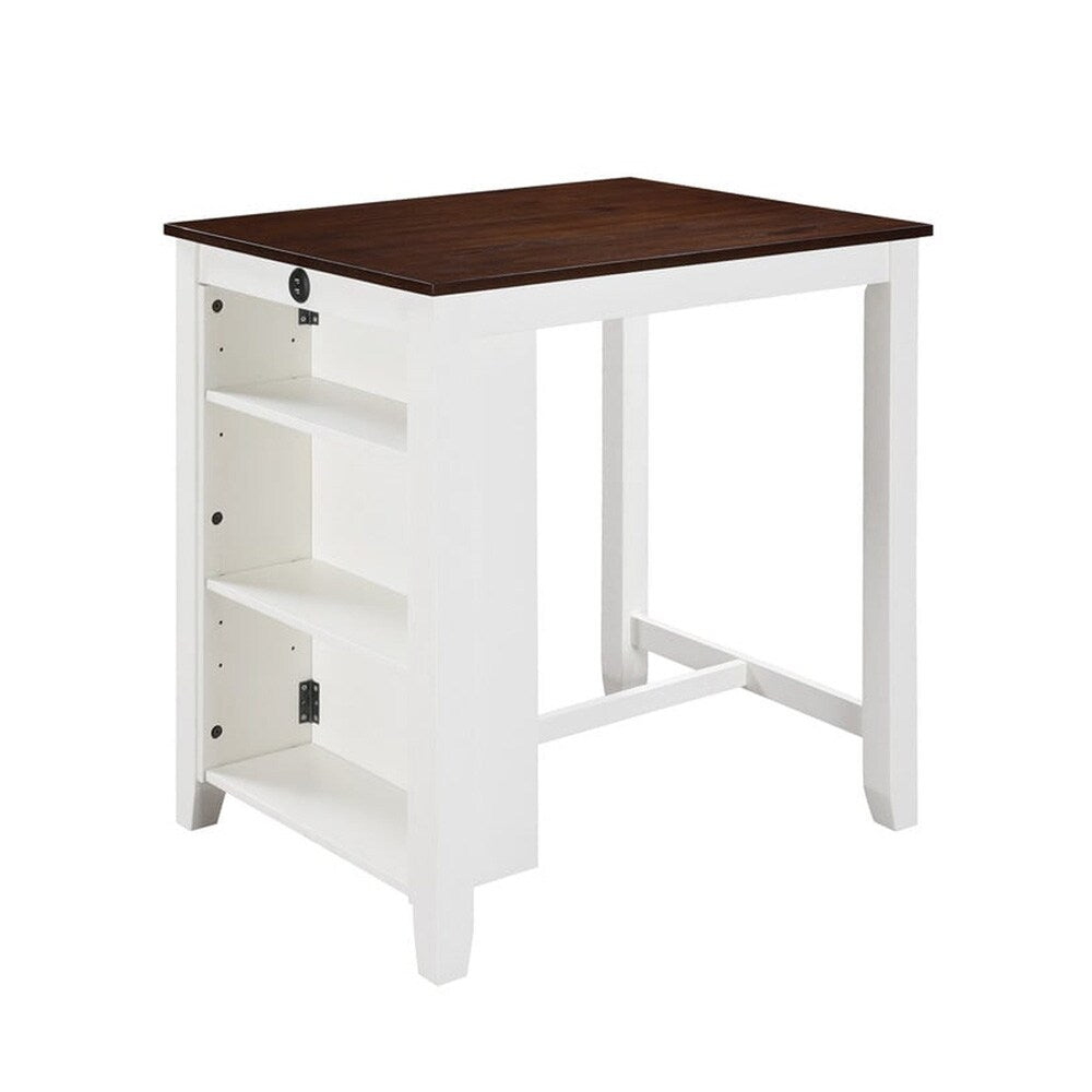 Lilola Home - Graham 36inW 3-Piece White Finish Small Space Counter Height Dining Table with Shelves and 2 Chairs-30539-SET veiw 2