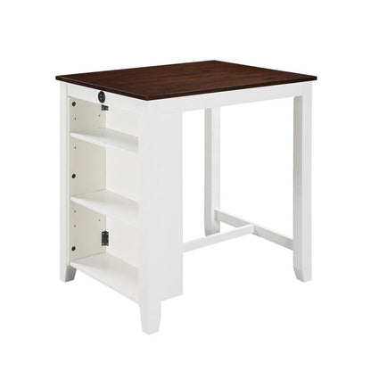 Lilola Home - Graham 36inW 3-Piece White Finish Small Space Counter Height Dining Table with Shelves and 2 Chairs-30539-SET veiw 2