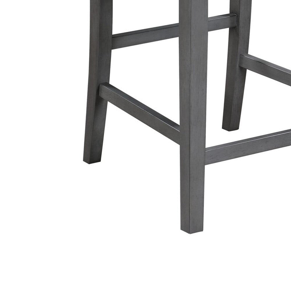 Lilola Home - Graham Set of 2 Gray Finish Upholstered Seat 20inW Counter Height Chair-30541-C veiw 3