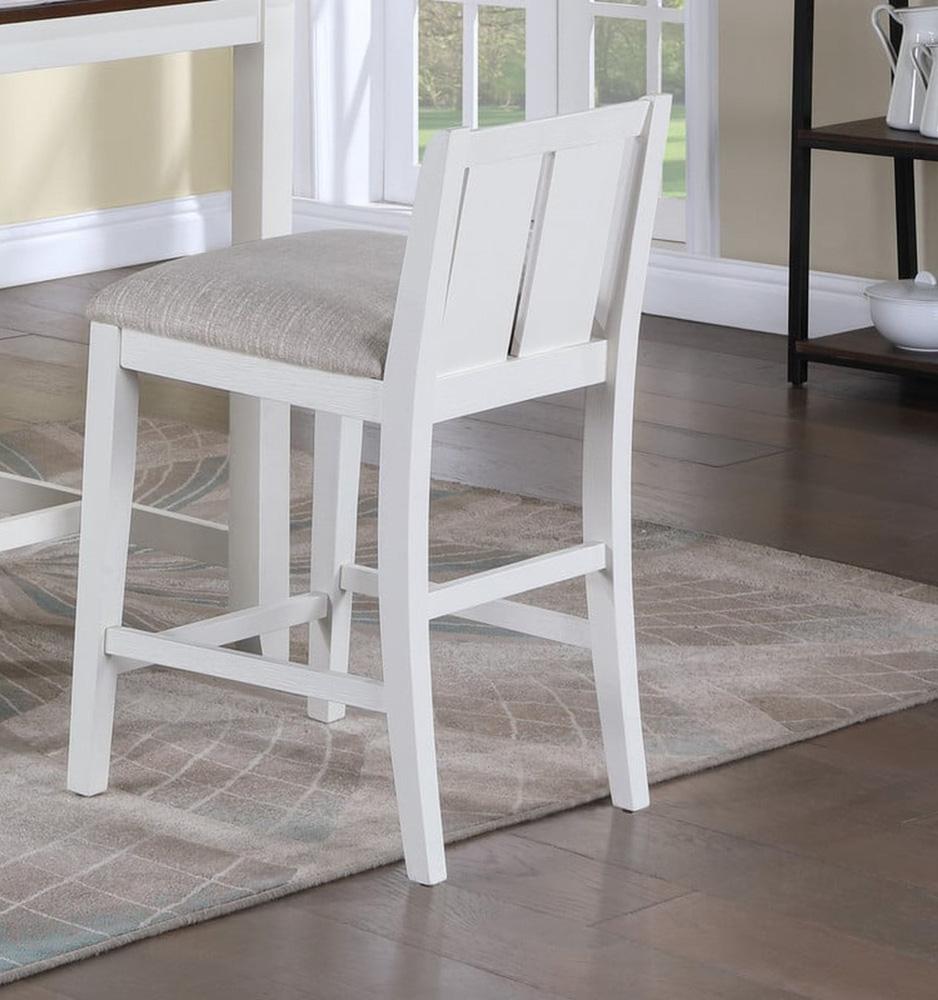 Lilola Home - Graham Set of 2 White Finish Upholstered Seat 20inW Counter Height Chair-30539-C veiw 3