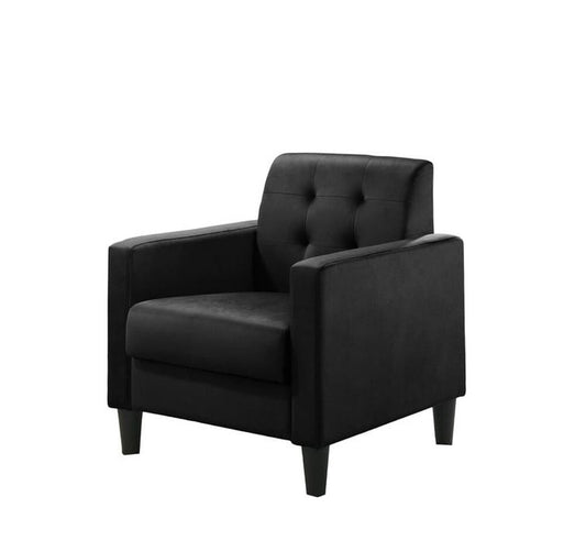 Lilola Home - Hale 27.5inW Black Velvet Accent Armchair with Tufting-89005BK veiw 1