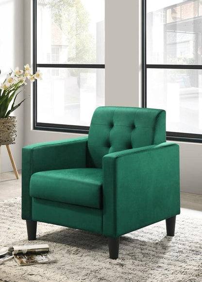 Lilola Home - Hale 27.5inW Green Velvet Accent Armchair with Tufting-89005GN veiw 5