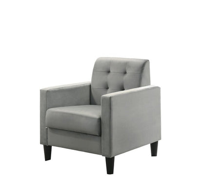 Lilola Home - Hale 27.5inW Light Gray Velvet Accent Armchair with Tufting-89005GY veiw 1