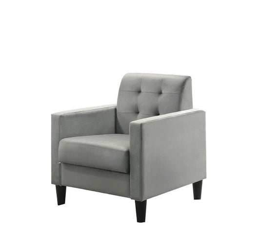 Lilola Home - Hale 27.5inW Light Gray Velvet Accent Armchair with Tufting-89005GY veiw 1