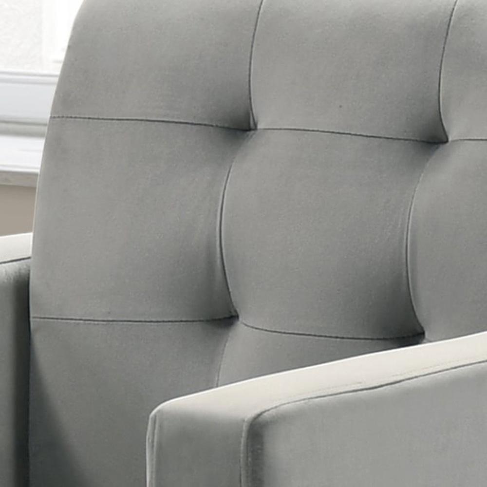 Lilola Home - Hale 27.5inW Light Gray Velvet Accent Armchair with Tufting-89005GY veiw 2