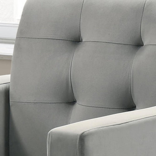 Lilola Home - Hale 27.5inW Light Gray Velvet Accent Armchair with Tufting-89005GY veiw 2
