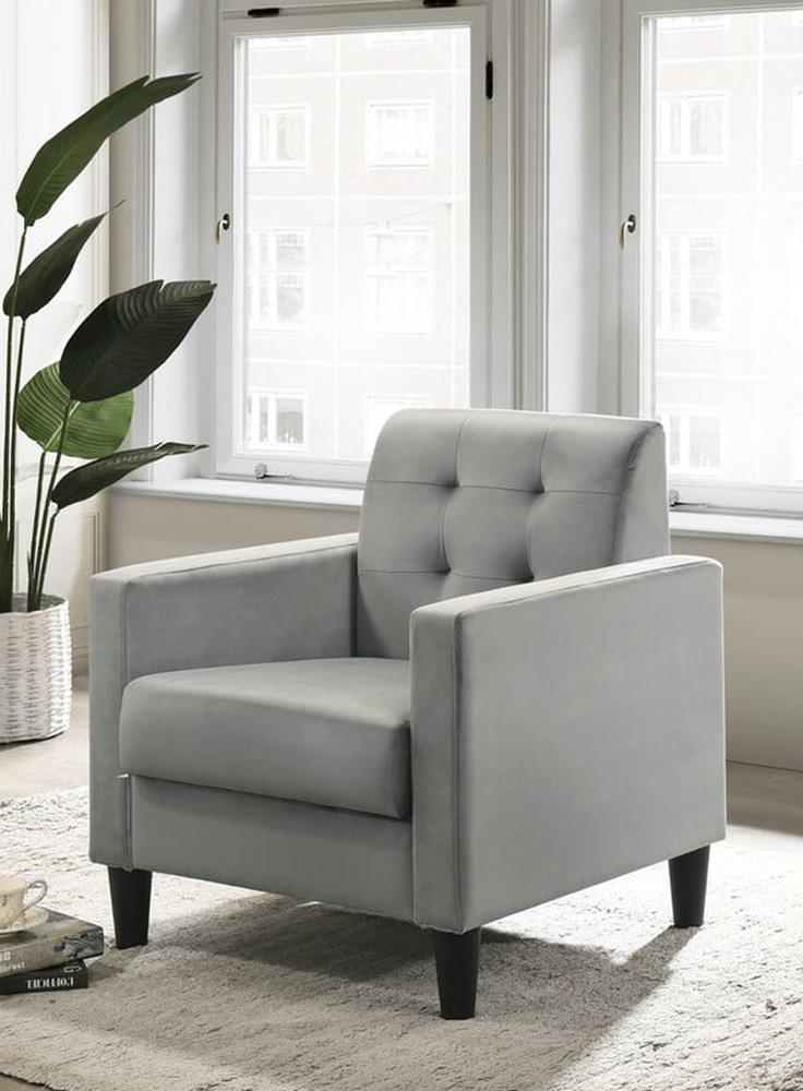Lilola Home - Hale 27.5inW Light Gray Velvet Accent Armchair with Tufting-89005GY veiw 5
