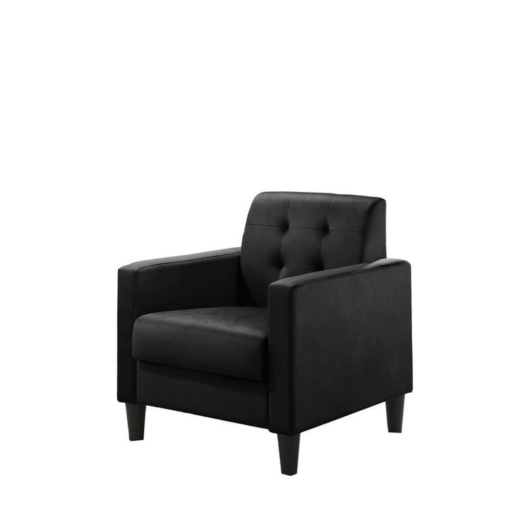 Lilola Home - Hale Black Velvet Armchairs and End Table Living Room Set-89005BK-SET veiw 3