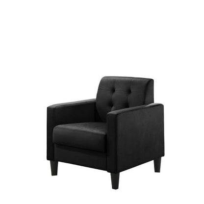 Lilola Home - Hale Black Velvet Armchairs and End Table Living Room Set-89005BK-SET veiw 3