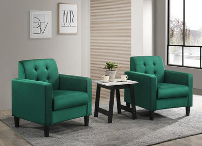 Lilola Home - Hale Green Velvet Armchairs and End Table Living Room Set-89005GN-SET veiw 4