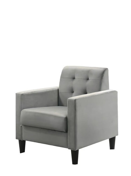 Lilola Home - Hale  Light Gray Velvet Armchairs and End Table Living Room Set-89005GY-SET veiw 2