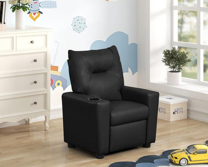 Lilola Home - Perline 23inW Black PVC Fabric Kids Recliner Chair with Cupholder-88844 veiw 4