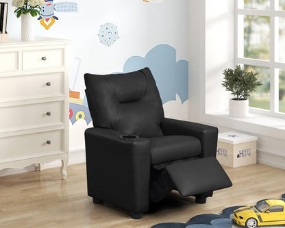 Lilola Home - Perline 23inW Black PVC Fabric Kids Recliner Chair with Cupholder-88844 veiw 5