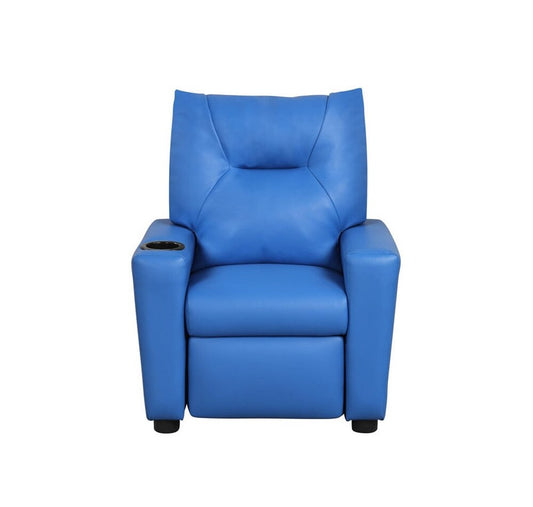 Lilola Home - Perline 23inW Blue PVC Fabric Kids Recliner Chair with Cupholder-88846 veiw 1