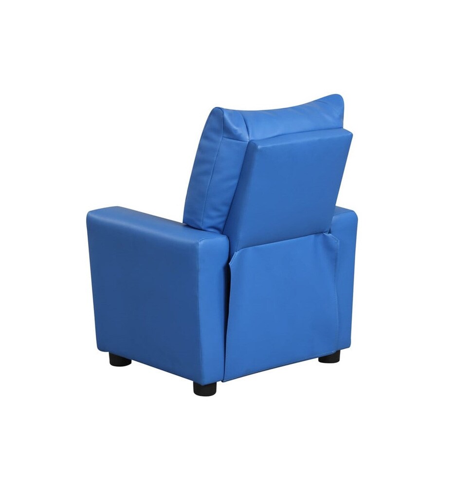 Lilola Home - Perline 23inW Blue PVC Fabric Kids Recliner Chair with Cupholder-88846 veiw 3