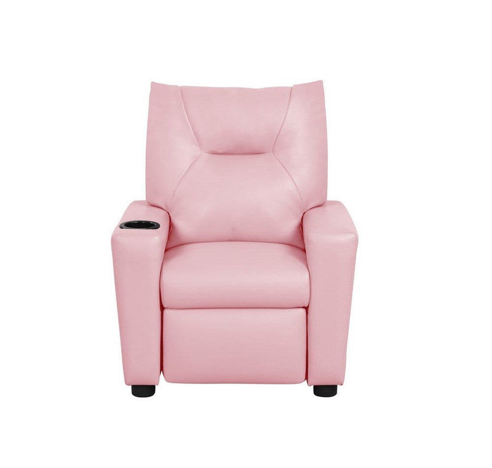 Lilola Home - Perline 23inW Pink PVC Fabric Kids Recliner Chair with Cupholder-88845 veiw 1