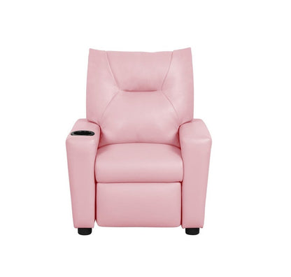 Lilola Home - Perline 23inW Pink PVC Fabric Kids Recliner Chair with Cupholder-88845 veiw 1
