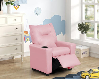 Lilola Home - Perline 23inW Pink PVC Fabric Kids Recliner Chair with Cupholder-88845 veiw 5