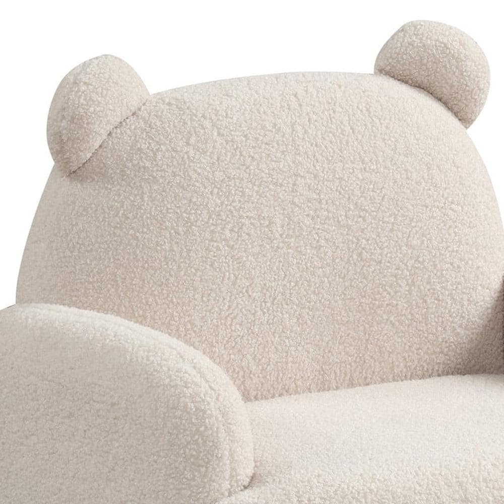 Lilola Home - Raelynn 25.5inW Beige Sherpa Bear-Shaped Kids Armchair-88835 veiw 2