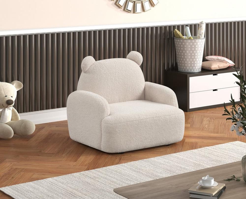 Lilola Home - Raelynn 25.5inW Beige Sherpa Bear-Shaped Kids Armchair-88835 veiw 5