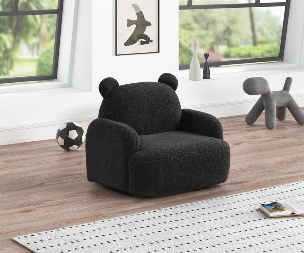 Lilola Home - Raelynn 25.5inW Black Sherpa Bear-Shaped Kids Armchair-88837 veiw 2