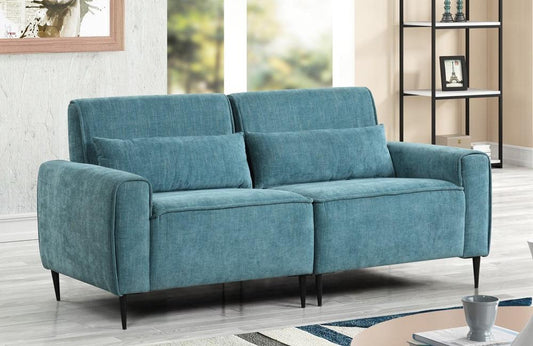 Lilola Home - Valentina 74inW Blue Chenille Sofa with Metal Legs and Throw Pillows-89118-S veiw 2