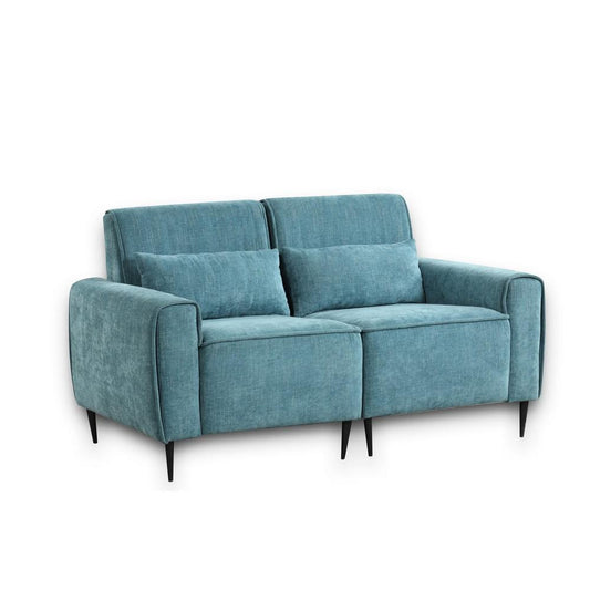 Lilola Home - Valentina 62inW Blue Chenille Loveseat with Metal Legs and Throw Pillows-89118-L veiw 1