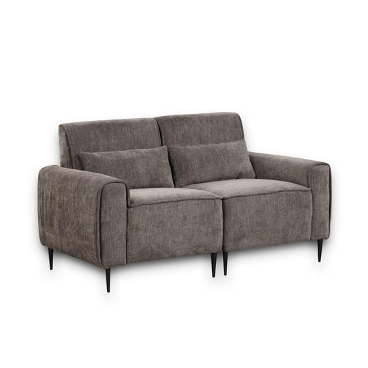 Lilola Home - Valentina 62inW Gray Chenille Loveseat with Metal Legs and Throw Pillows-89119-L veiw 1