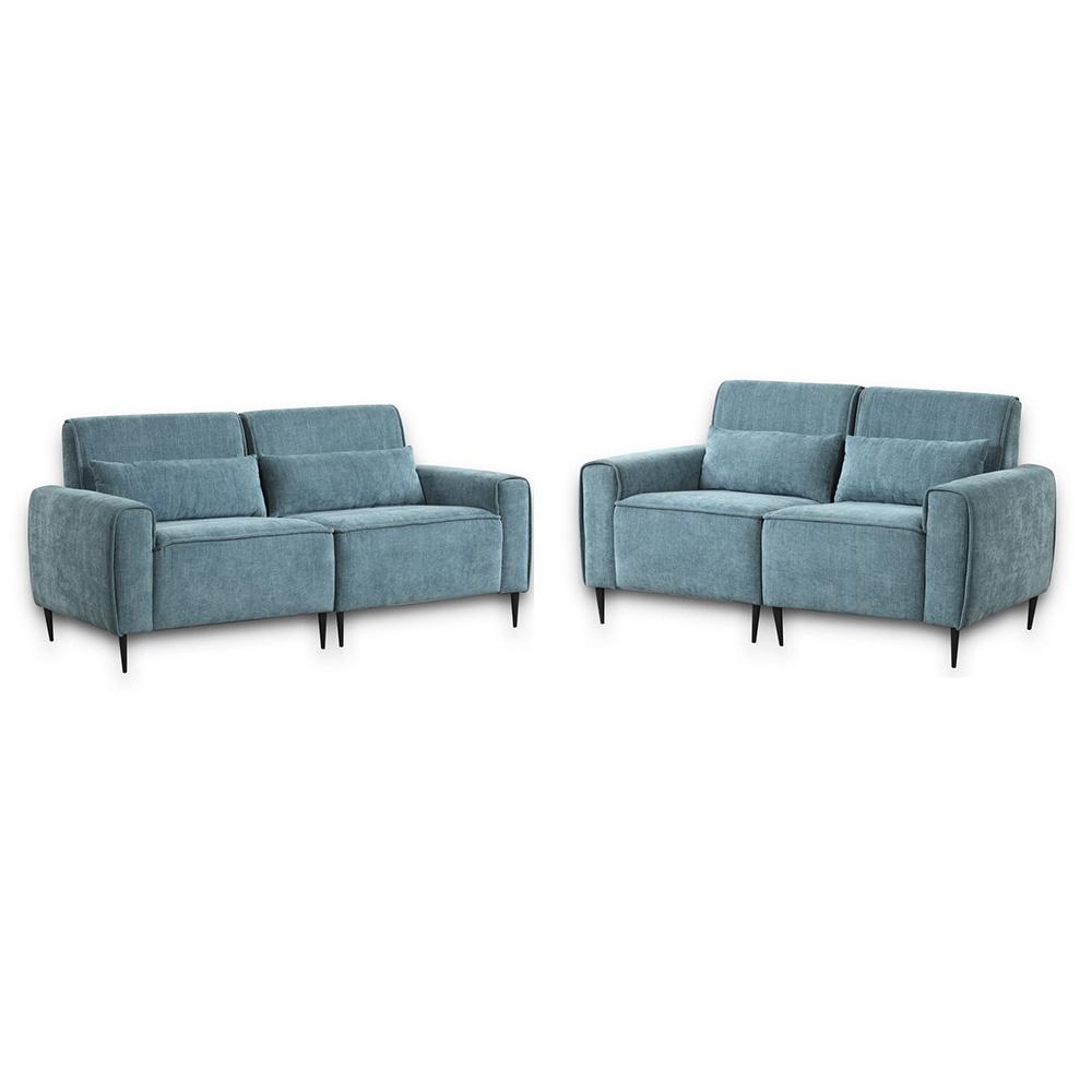 Lilola Home - Valentina 74inW Blue Chenille Sofa Loveseat Living Room Set-89118-SL veiw 1
