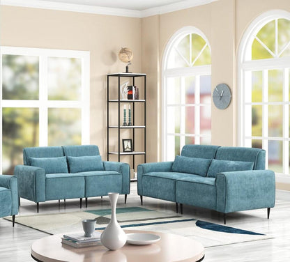 Lilola Home - Valentina 74inW Blue Chenille Sofa Loveseat Living Room Set-89118-SL veiw 4
