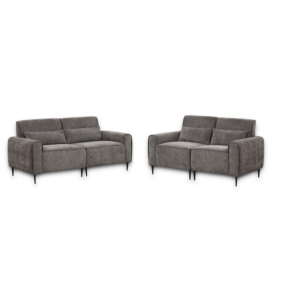 Lilola Home - Valentina 74inW Gray Chenille Sofa Loveseat Living Room Set-89119-SL veiw 1