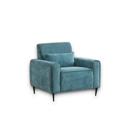 Lilola Home - Valentina 38.5inW Blue Chenille Chair with Metal Legs and Throw Pillow-89118-C veiw 1
