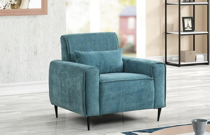 Lilola Home - Valentina 38.5inW Blue Chenille Chair with Metal Legs and Throw Pillow-89118-C veiw 2