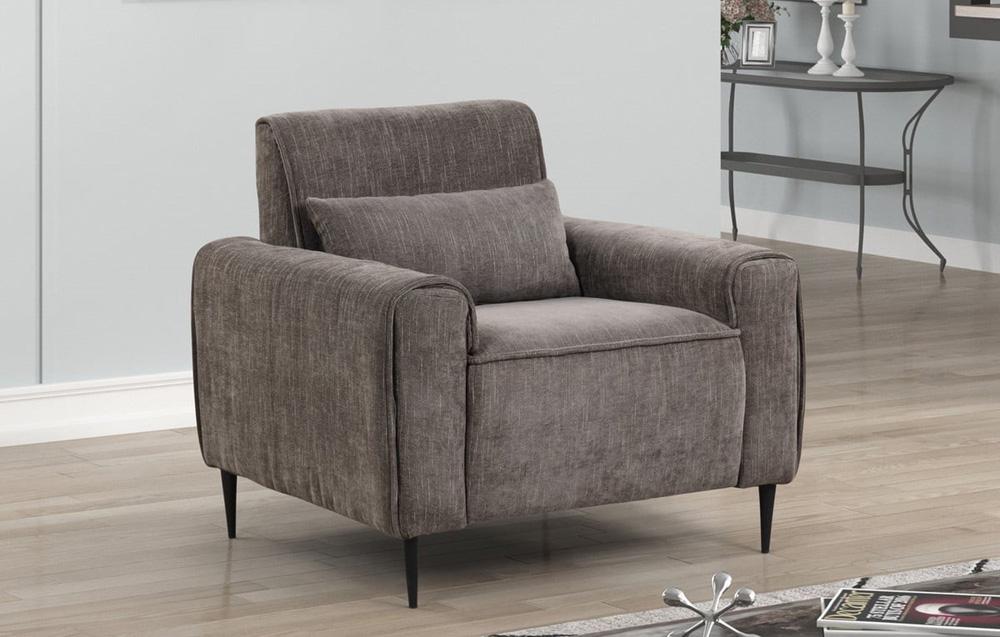 Lilola Home - Valentina 38.5inW Gray Chenille Chair with Metal Legs and Throw Pillow-89119-C veiw 2