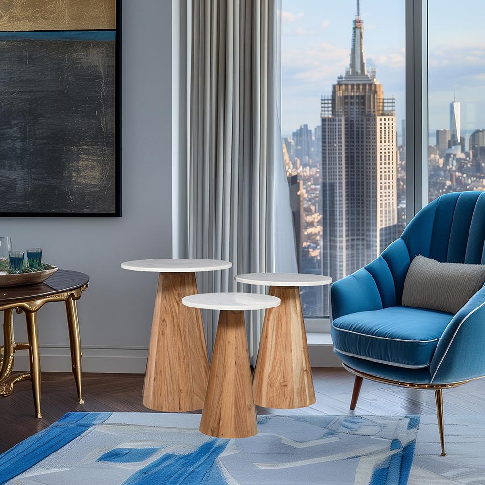 Jofran - Nolan Marble Top Three Pack Solid Wood Accent Table Set - Natural - 2330-NOLANNAT veiw 3