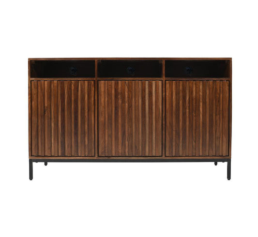 Jofran - Ryder 50in Modern Fluted Door Solid Wood Console Storage TV Stand Cabinet - Walnut - 2427-50V veiw 1