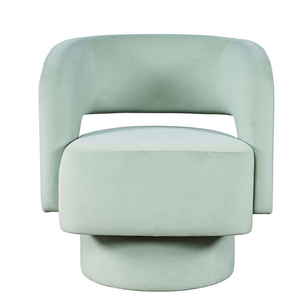Jofran - Sutton Mid-Century Modern Upholstered Split-Back Curved Sculpture Swivel Accent Chair - Mint - SUTTON-SW-MINT veiw 1
