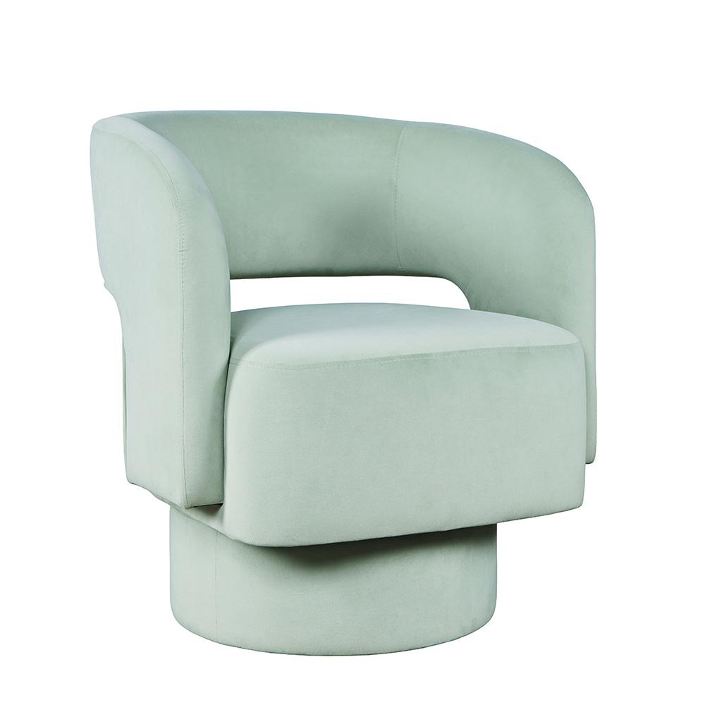 Jofran - Sutton Mid-Century Modern Upholstered Split-Back Curved Sculpture Swivel Accent Chair - Mint - SUTTON-SW-MINT veiw 2