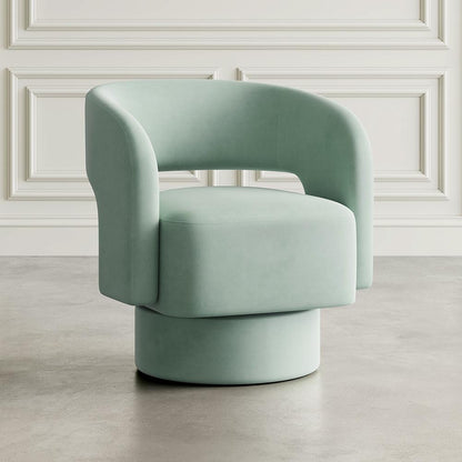 Jofran - Sutton Mid-Century Modern Upholstered Split-Back Curved Sculpture Swivel Accent Chair - Mint - SUTTON-SW-MINT veiw 6