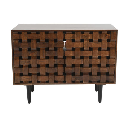 Jofran - Trent 42in Solid Wood Carved Modern Rustic Woven Sideboard Accent Cabinet with Storage - Natural Brown - 2387-42 veiw 1